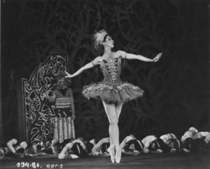 Fonteyn in Michel Fokine's The Firebird, which entered The Royal Ballet's repertoire in 1954. Fonteyn was coached by Tamara Karsavina, Fokine's original Firebird, in the role.