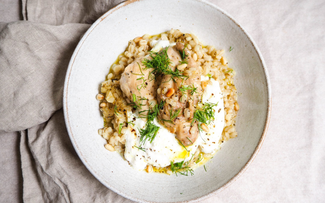 Try This Easy Summer Recipe: Barley Chicken Pilaf With Burrata