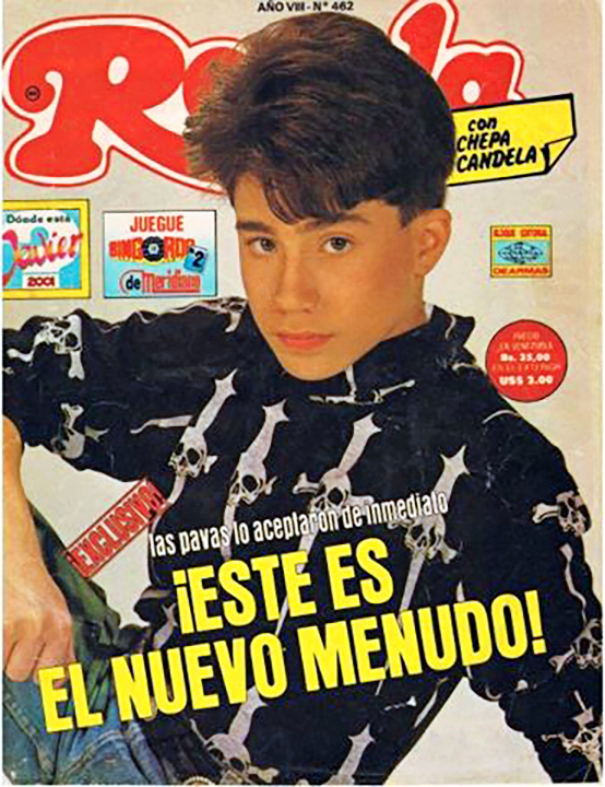 César Abreu as a teen Menudo member on the cover of a fan magazine.