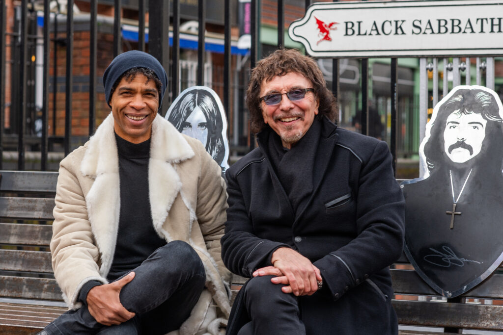 Carlos Acosta and Tony Iommi on the Black Sabbath Bridge in Birmingham.