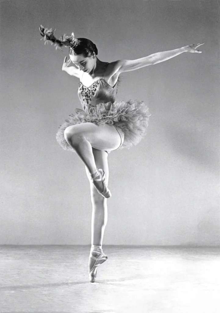 A black and white photo shows Maria Tallchief in George Balanchine's <i>Firebird</i>. Photo courtesy <i>Dance Magazine</i> Archives.