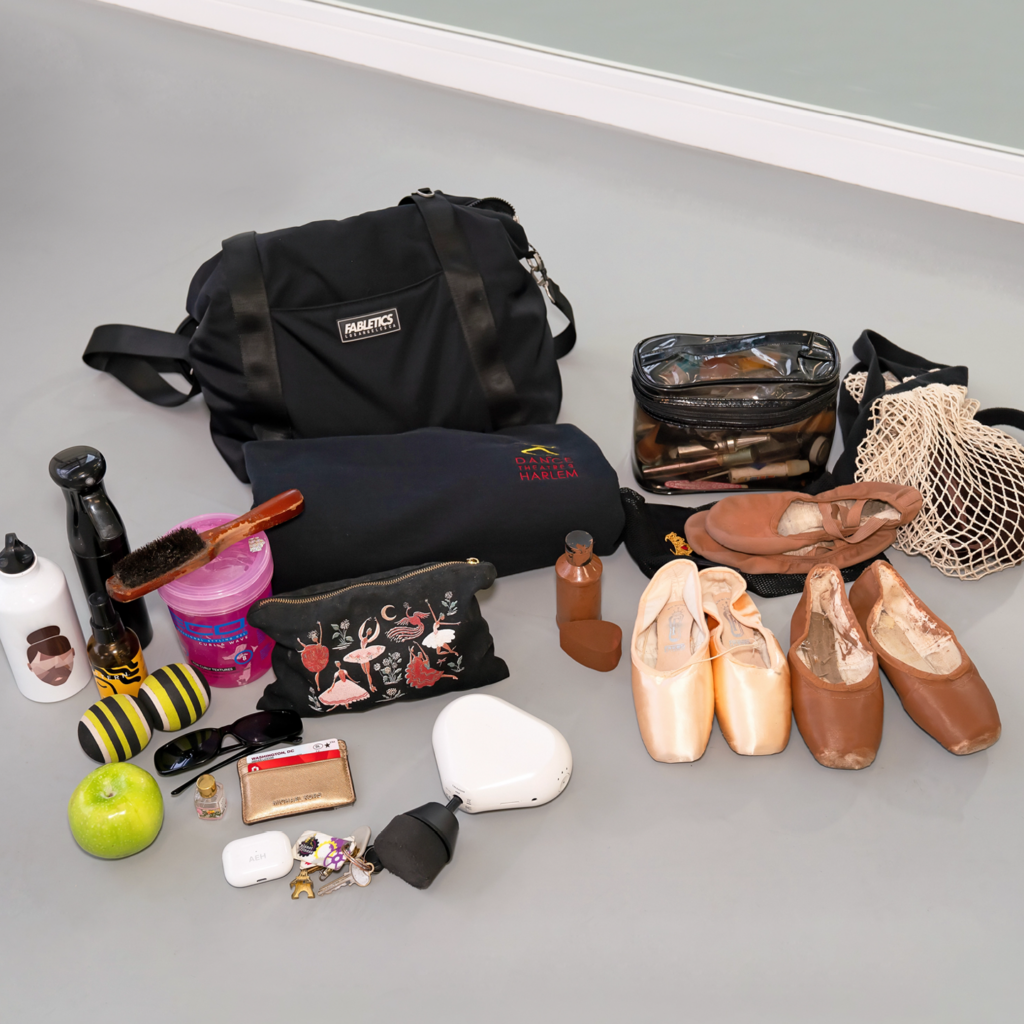 The contents of Alexandra Hutchinson's dance bag.